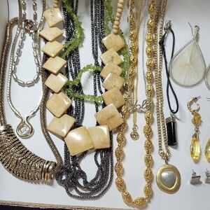 Elegant Gold Tone And Black Necklace Lot